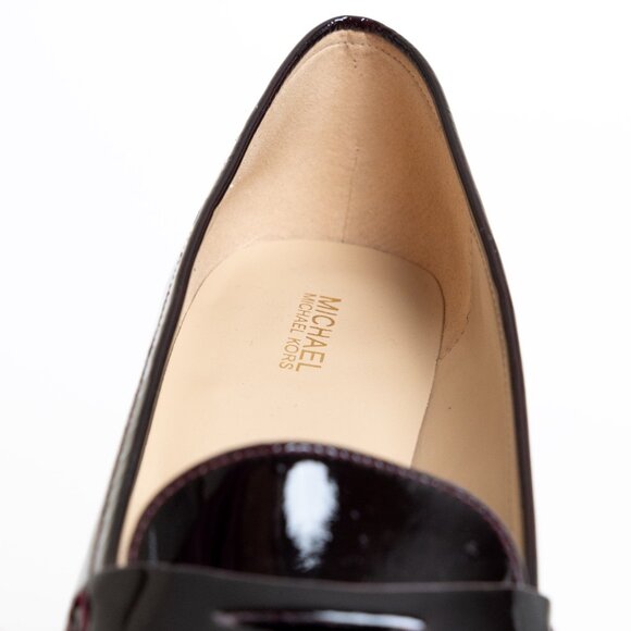 Michael Kors Buchanan Burgundy Patent Block Heel Loafers Preppy - Picture 12 of 16